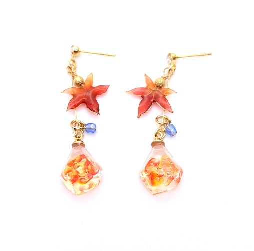 【紅葉鉱石のピアス】イヤリング可