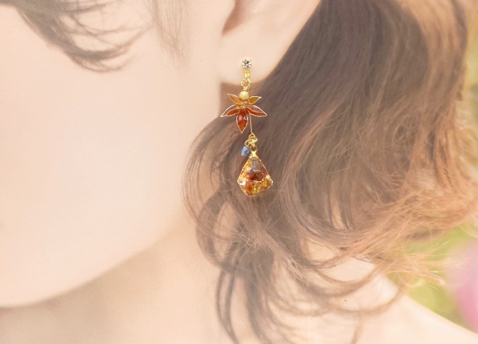 【紅葉鉱石のピアス】イヤリング可