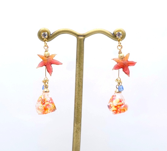 【紅葉鉱石のピアス】イヤリング可