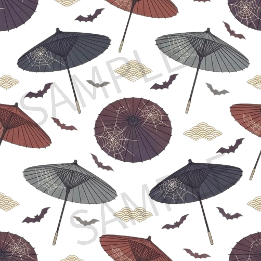ハロウィン 和風モダン デジタルペーパー シームレスパターン 6枚セット |背景素材・デジタル手帳・壁紙・ラッピング・コラージュ 大人かわいい・くすみカラー