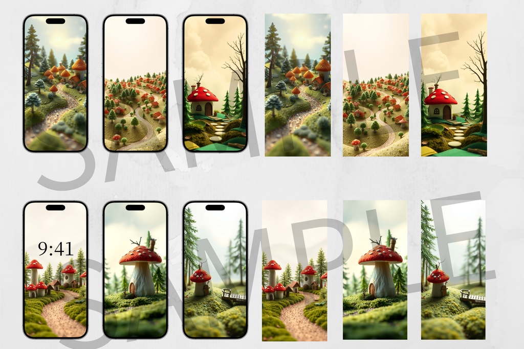 6枚セット|森の微睡み、キノコの家の断片