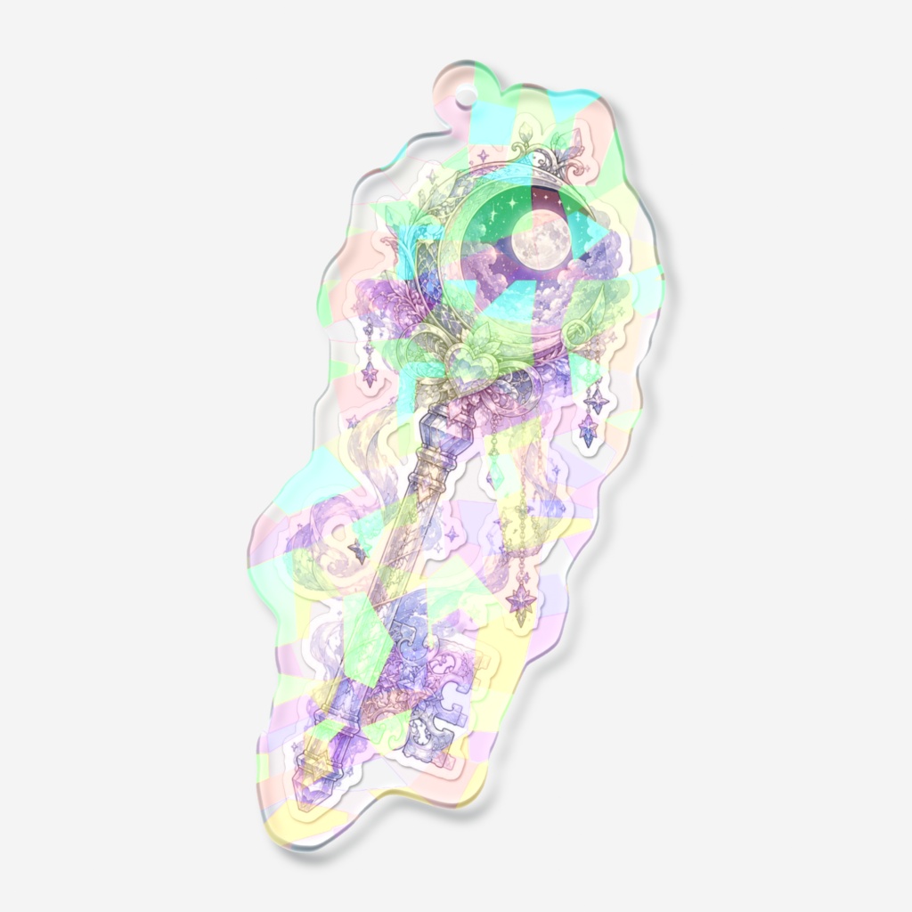 【星月夜の鍵】天体モチーフ 夜空の鍵 ファンタジー雑貨 透明感 ホログラムアクリルキーホルダー