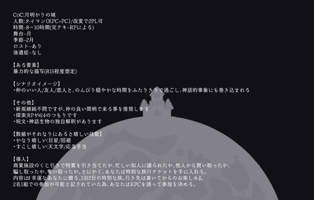 【クトゥルフ神話TRPG】月明かりの城