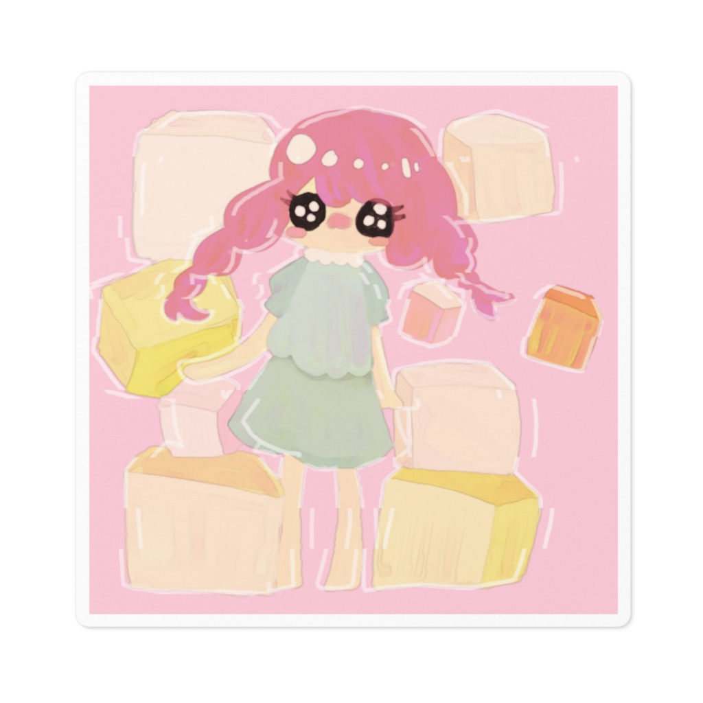 ステッカー「ふわふわガール」