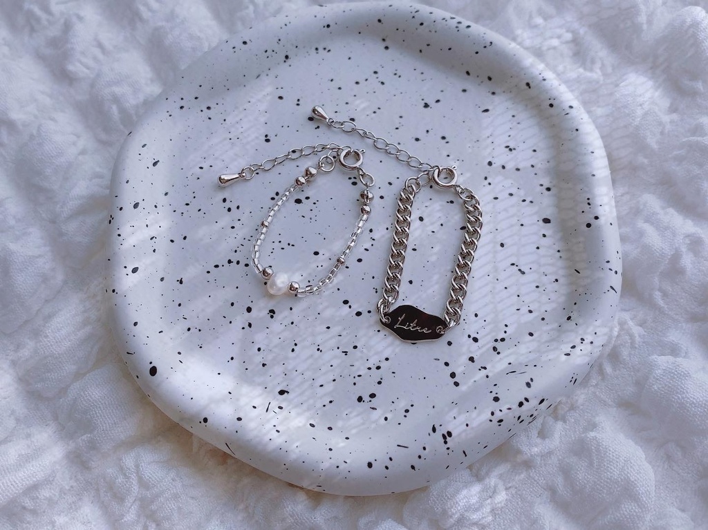 LITRE plate&perl necklace