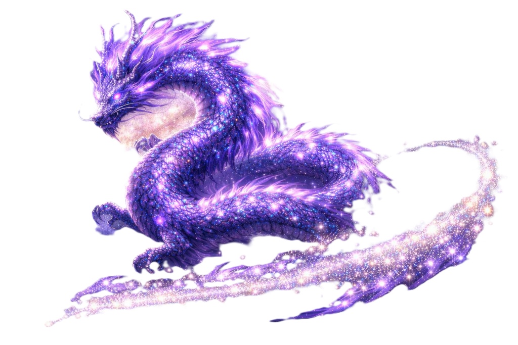 【動画編集・配信素材】紫龍パック:宇宙の叡智と魂の覚醒(背景透過・12枚封入)