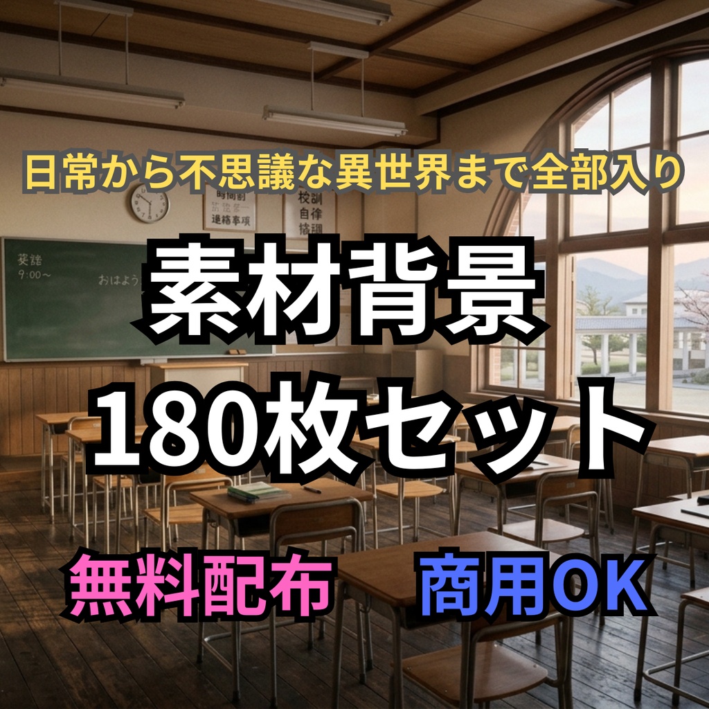 背景素材の宝石箱：日常から幻想的な世界まで「お楽しみ180枚セット」【無料配布/商用可】