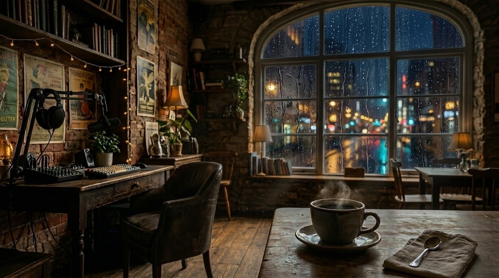 【無料】動く背景+静止画:カフェ・昼夜4点セット