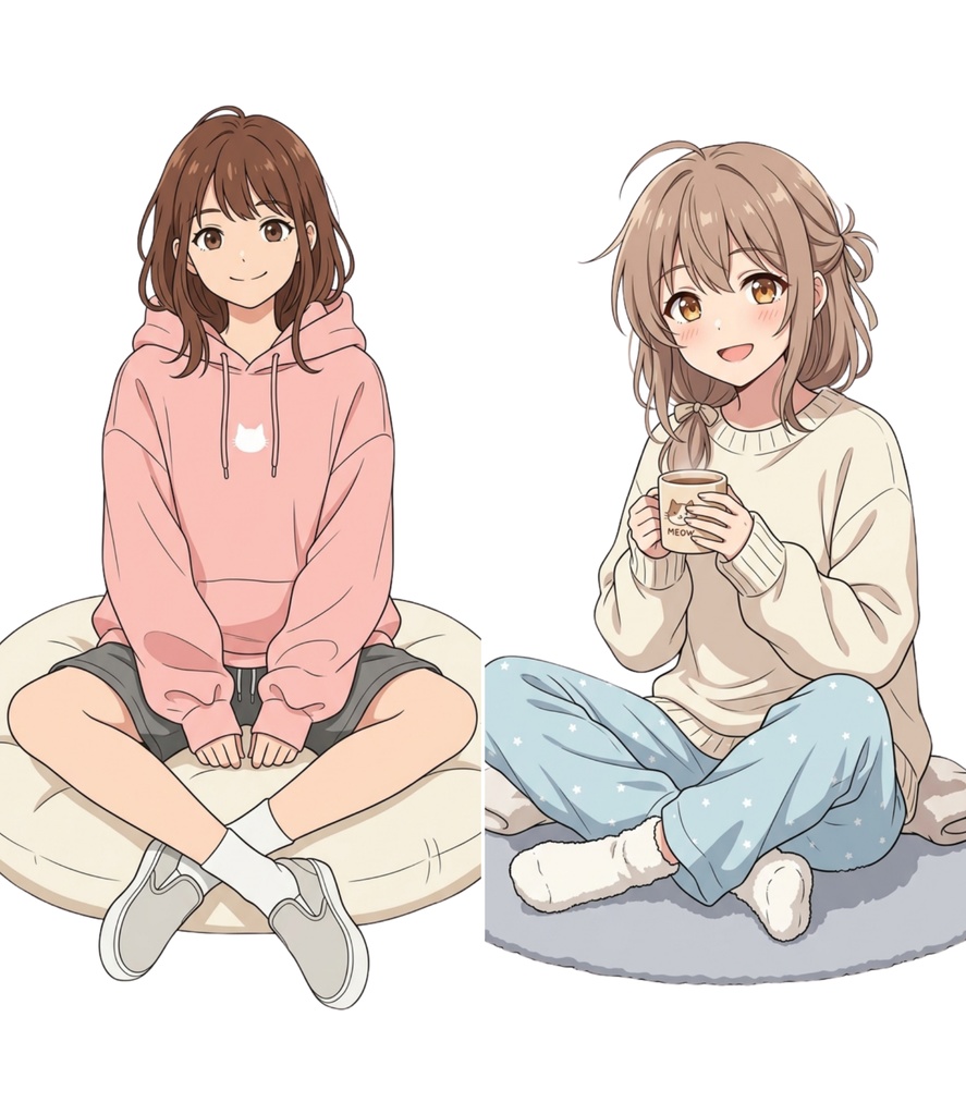 【背景透過済】ふわふわ可愛い美少女キャラ50枚セット(商用利用OK・高画質)