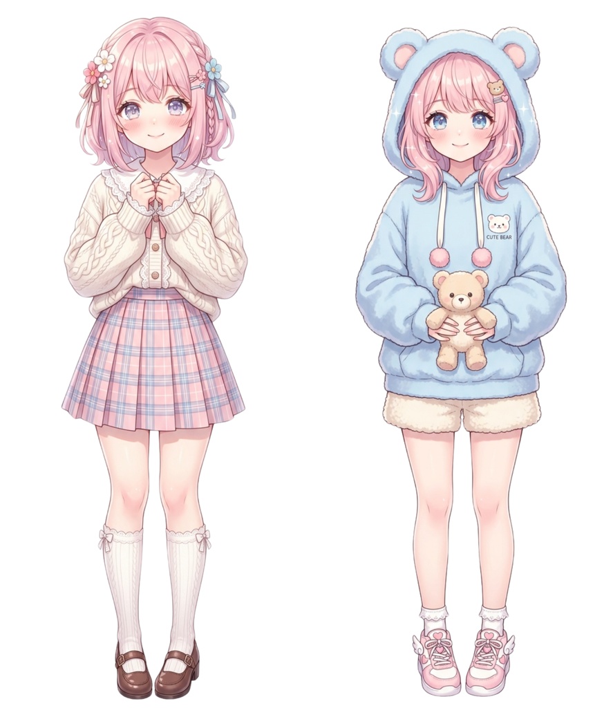 【背景透過済】ふわふわ可愛い美少女キャラ50枚セット(商用利用OK・高画質)