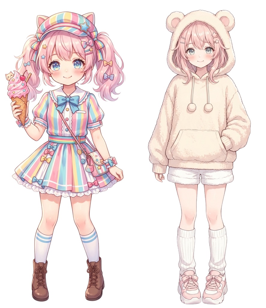 【背景透過済】ふわふわ可愛い美少女キャラ50枚セット(商用利用OK・高画質)