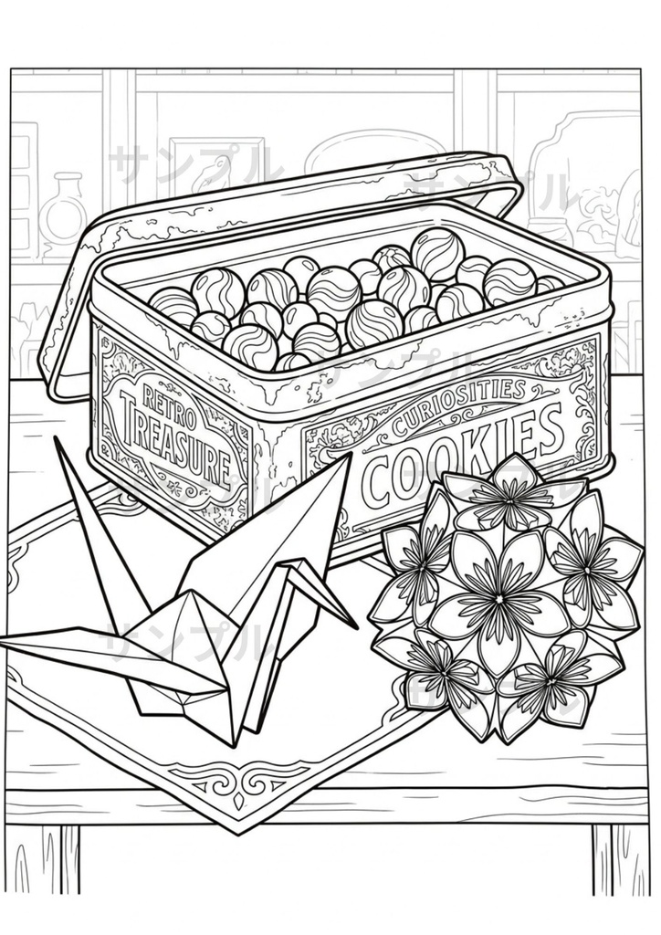 レトロ可愛いお菓子と文房具 塗り絵 10枚セット(高画質A4・PDF版)