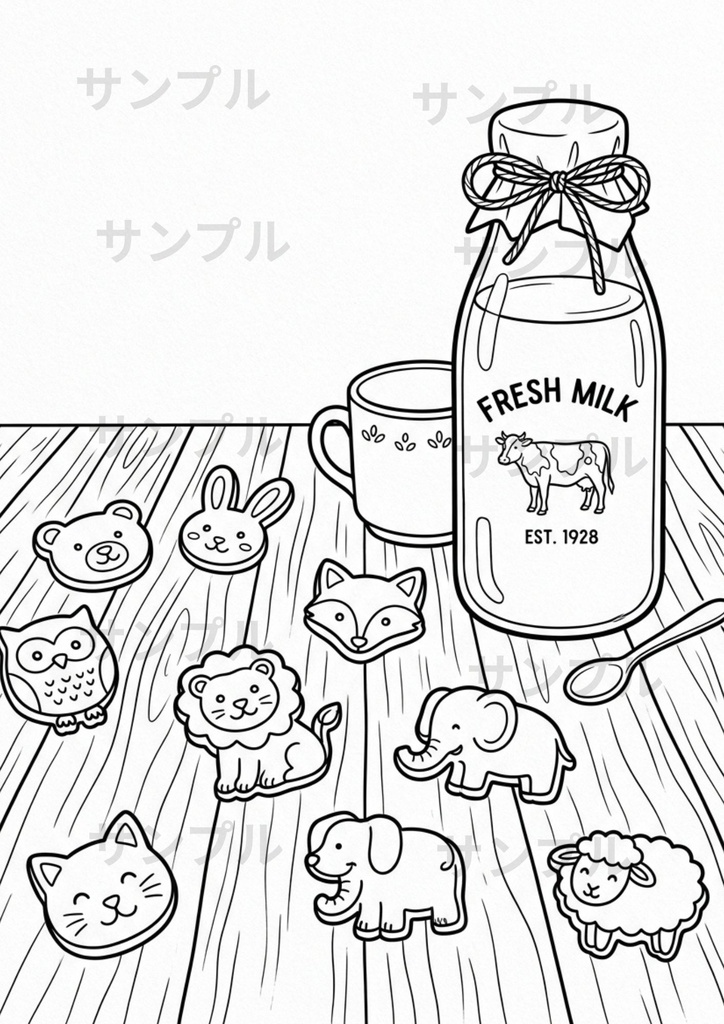 レトロ可愛いお菓子と文房具 塗り絵 10枚セット(高画質A4・PDF版)