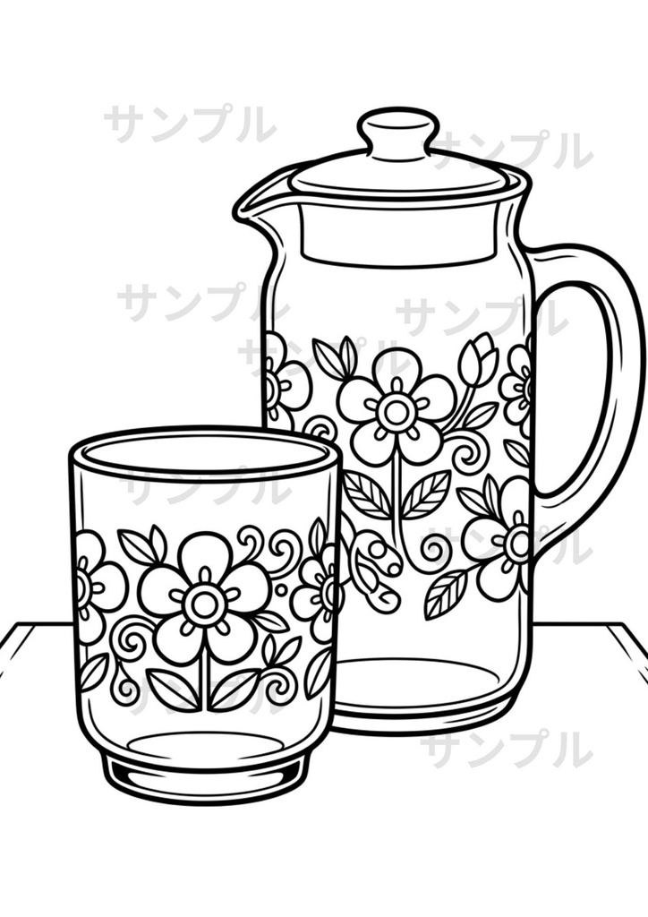 レトロ可愛いお菓子と文房具 塗り絵 10枚セット(高画質A4・PDF版)