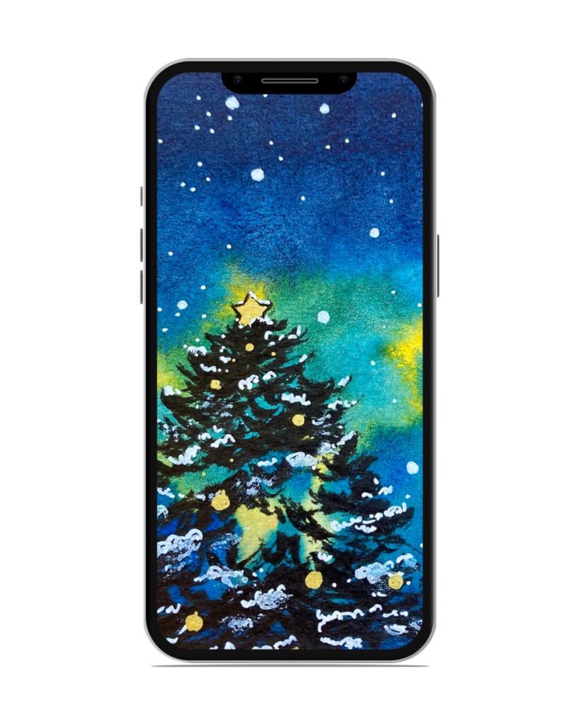 水彩クリスマス絵｜スマホ壁紙①