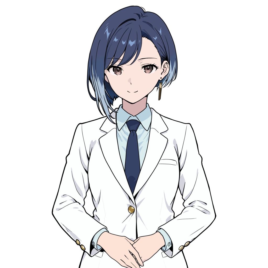 【無料】店舗・案内用お仕事キャラ素材「水崎杏奈」サンプル立ち姿(背景透過PNG)