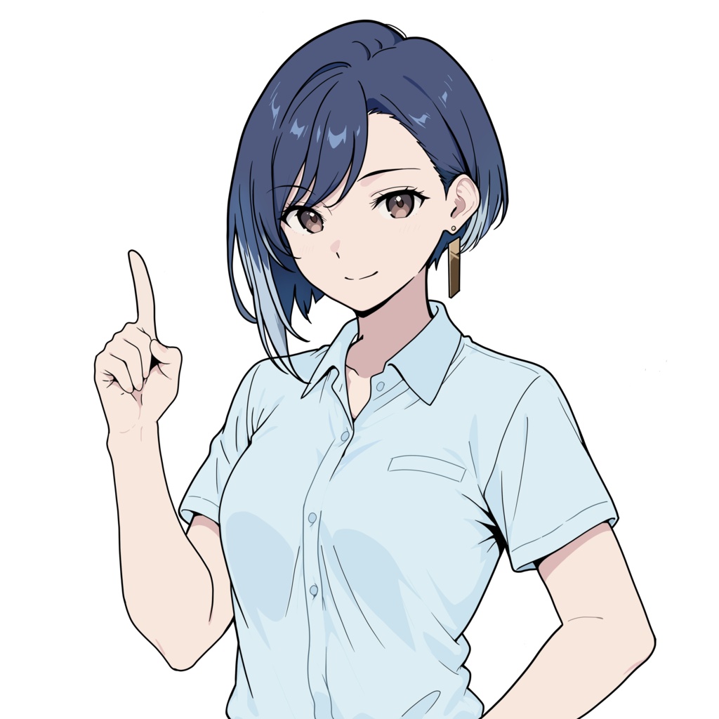 【商用可】お客様の目を引く視線誘導・案内用キャラ素材「水崎杏奈」夏服セット(5枚入)