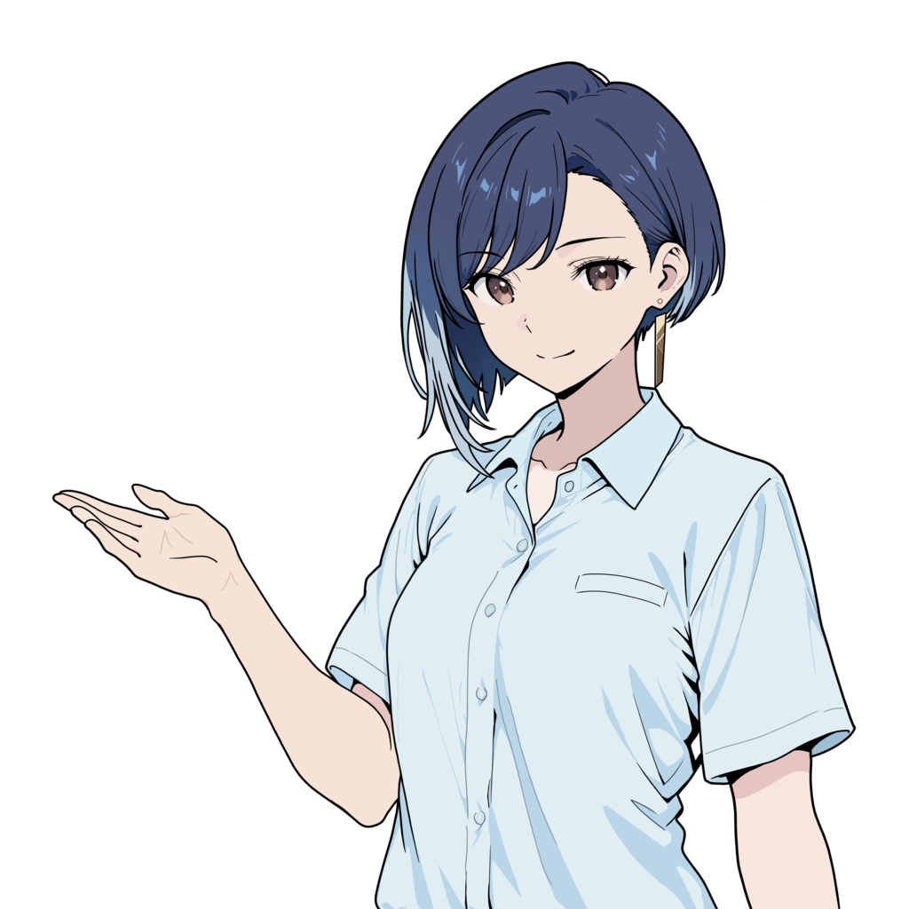 【商用可】お客様の目を引く視線誘導・案内用キャラ素材「水崎杏奈」夏服セット(5枚入)