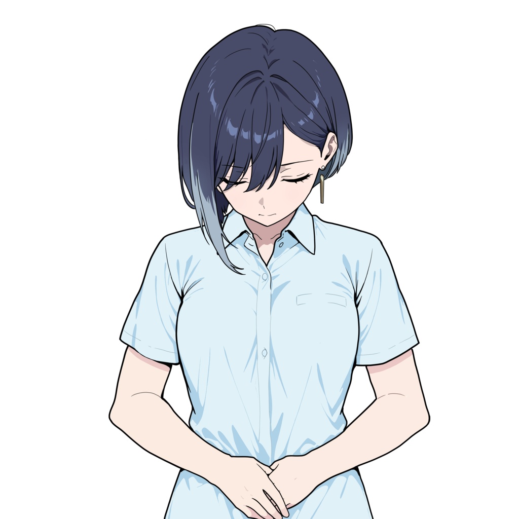 【商用可】お客様の目を引く視線誘導・案内用キャラ素材「水崎杏奈」夏服セット(5枚入)