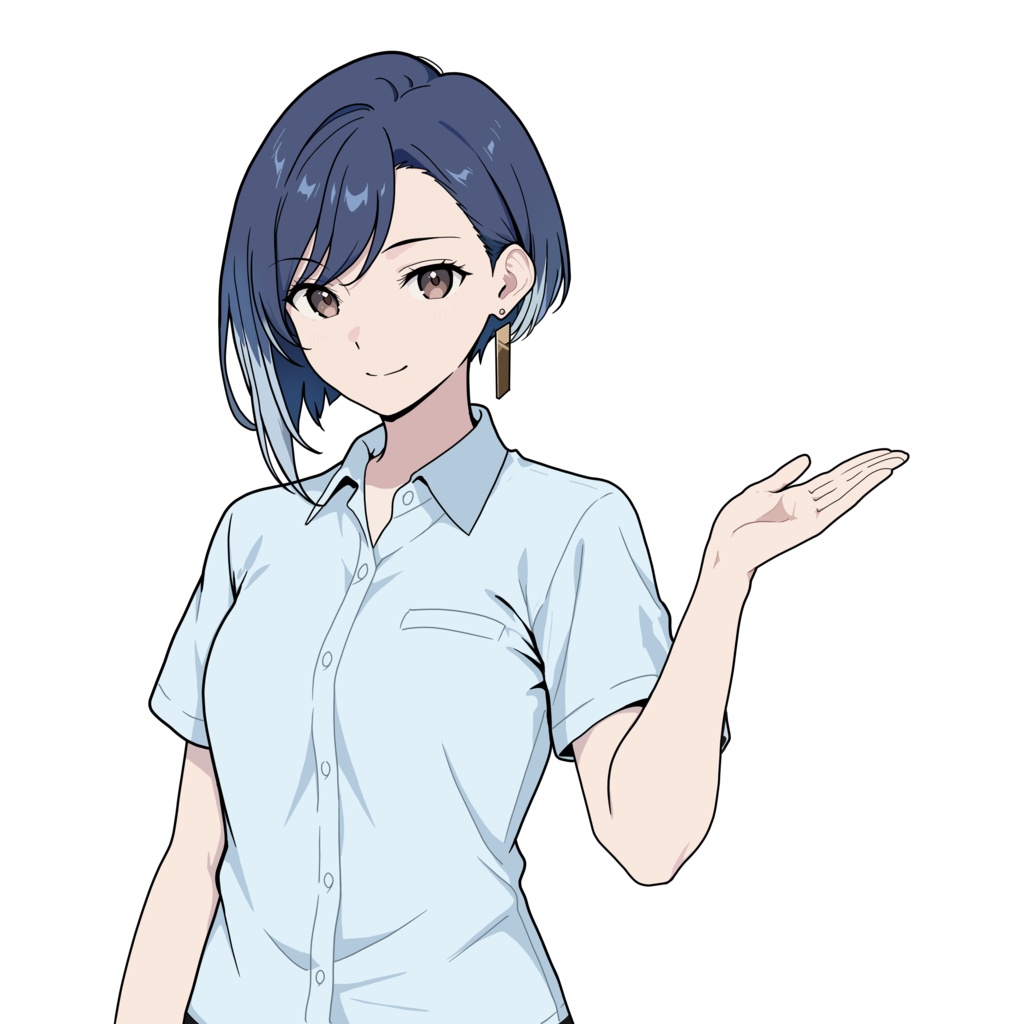 【商用可】お客様の目を引く視線誘導・案内用キャラ素材「水崎杏奈」夏服セット(5枚入)