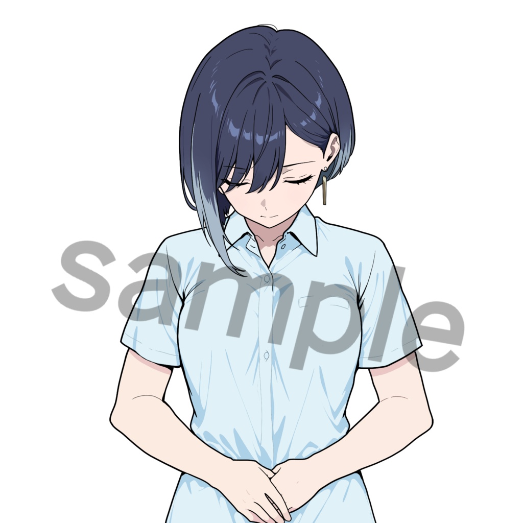 【商用可】お客様の目を引く視線誘導・案内用キャラ素材「水崎杏奈」夏服セット(5枚入)