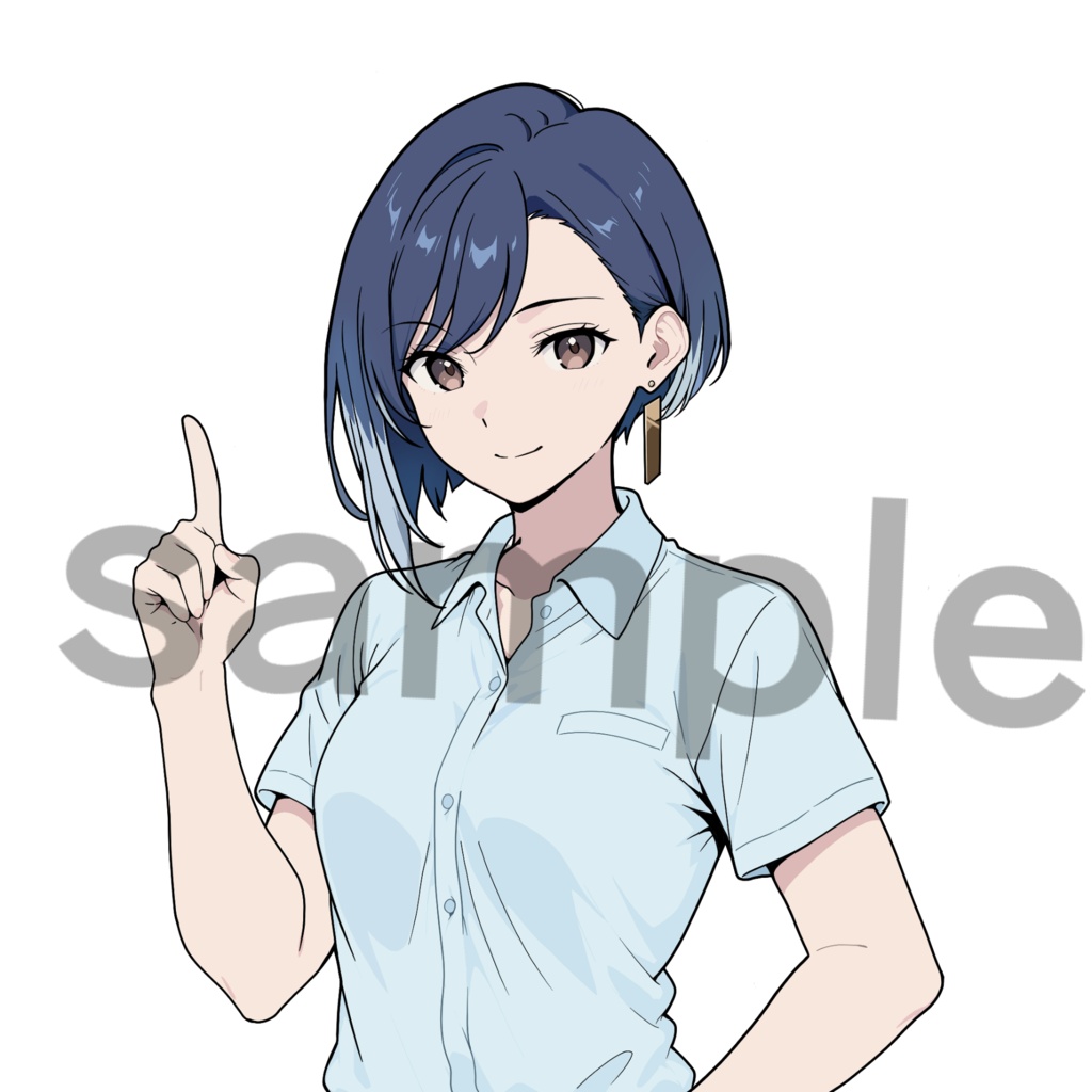 【商用可】お客様の目を引く視線誘導・案内用キャラ素材「水崎杏奈」夏服セット(5枚入)