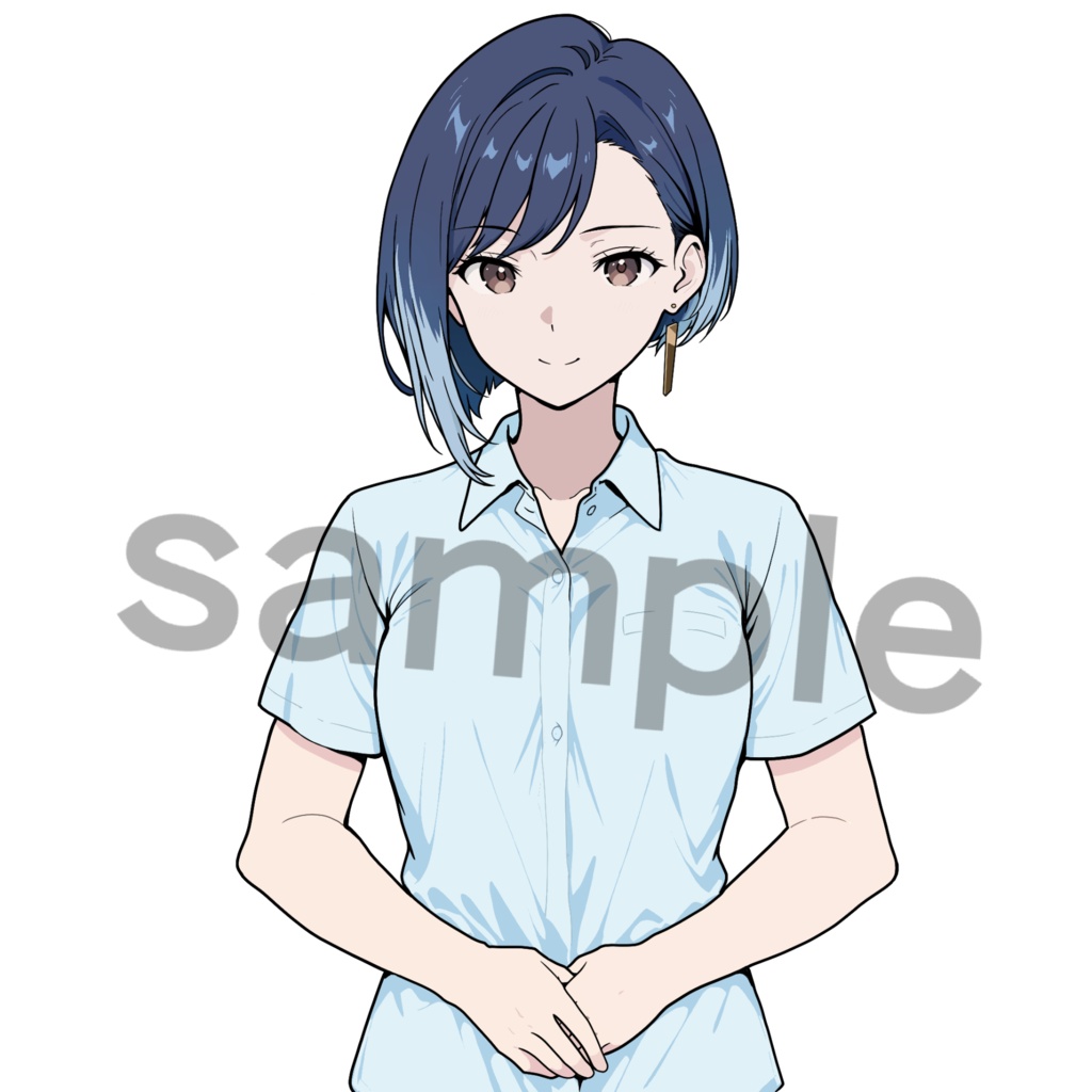 【商用可】オールシーズン対応・視線誘導キャラ素材「水崎杏奈」コンプリート10枚セット(夏服・冬服網羅)