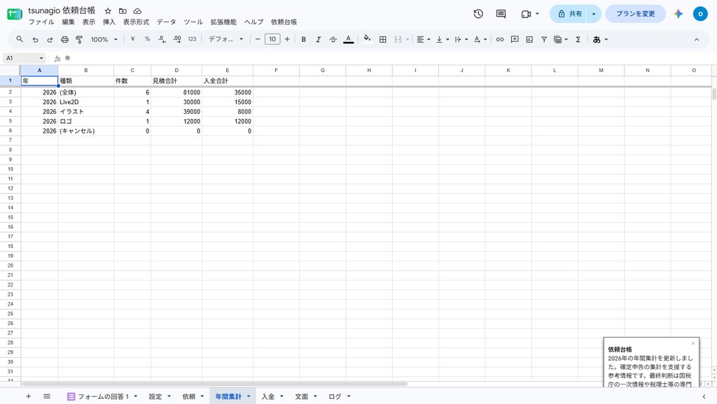 依頼台帳|コミッションの受付・進行・入金をシート1枚で【体験版・0円】