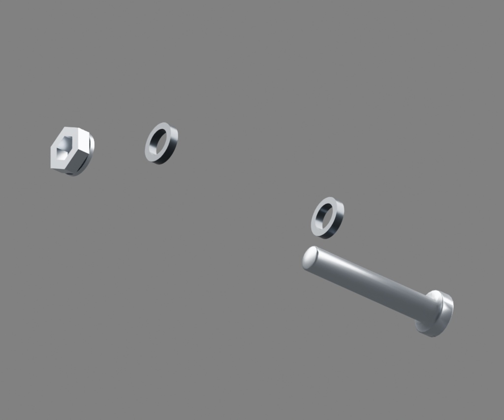 ショック下側ピンとスペーサー|取り外せる車両用小部品【無料・GLB・Blender】