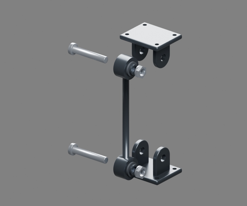 スタビライザーリンクと取付金具|取り外せるブッシュ・ピン付き車両CG部品【無料・GLB・Blender】