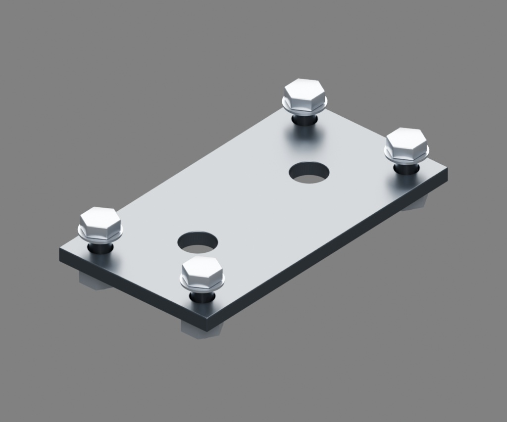 支持台用裏当てプレートと固定ボルト｜取り外せる板とボルト4組【無料・GLB・Blender】
