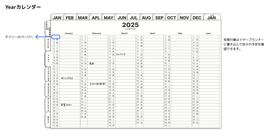 【1月始まり】2025年デジタルプランナーシンプルでおしゃれ月曜はじまり