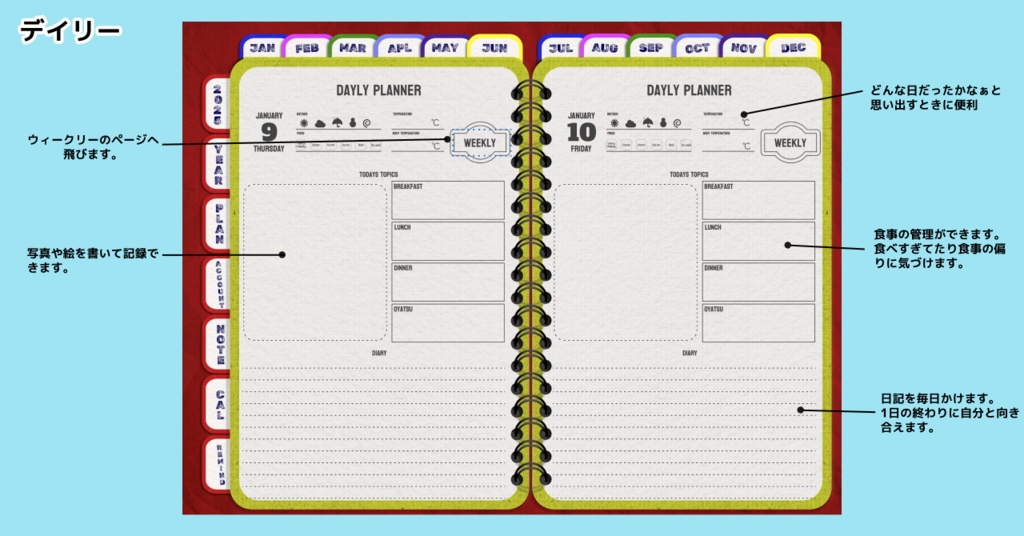 【無料】2025年デジタルプランナーかわいいアメ雑風デザインGoodnote専用icloudカレンダー,リマインダー追加リンク付き【おためし3ヶ月】