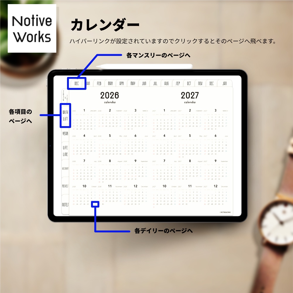 【2025年12月始まり】100のやりたいこと実現デジタルプランナー|家計簿・健康管理・月次レビュー対応/習慣トラッカー【月曜始まり】