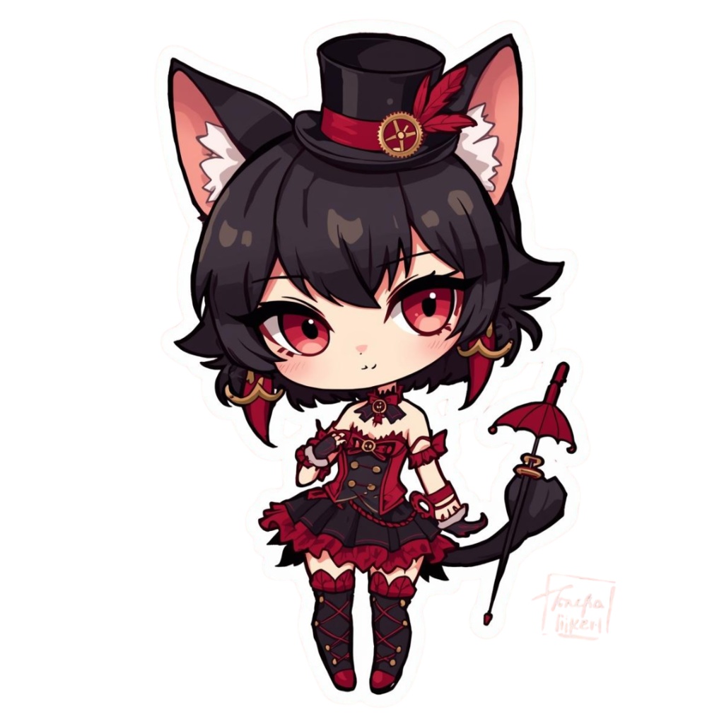 Pocket Whiskers Clockwork Chibis R5|ゴシック&クロックワーク風チビ猫クリップアート(デジタル素材)