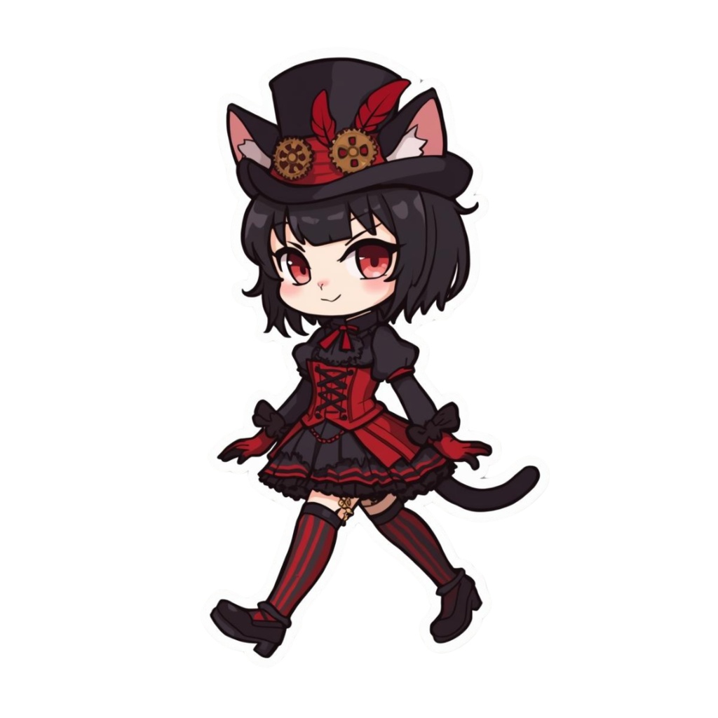 Pocket Whiskers Clockwork Chibis R5|ゴシック&クロックワーク風チビ猫クリップアート(デジタル素材)