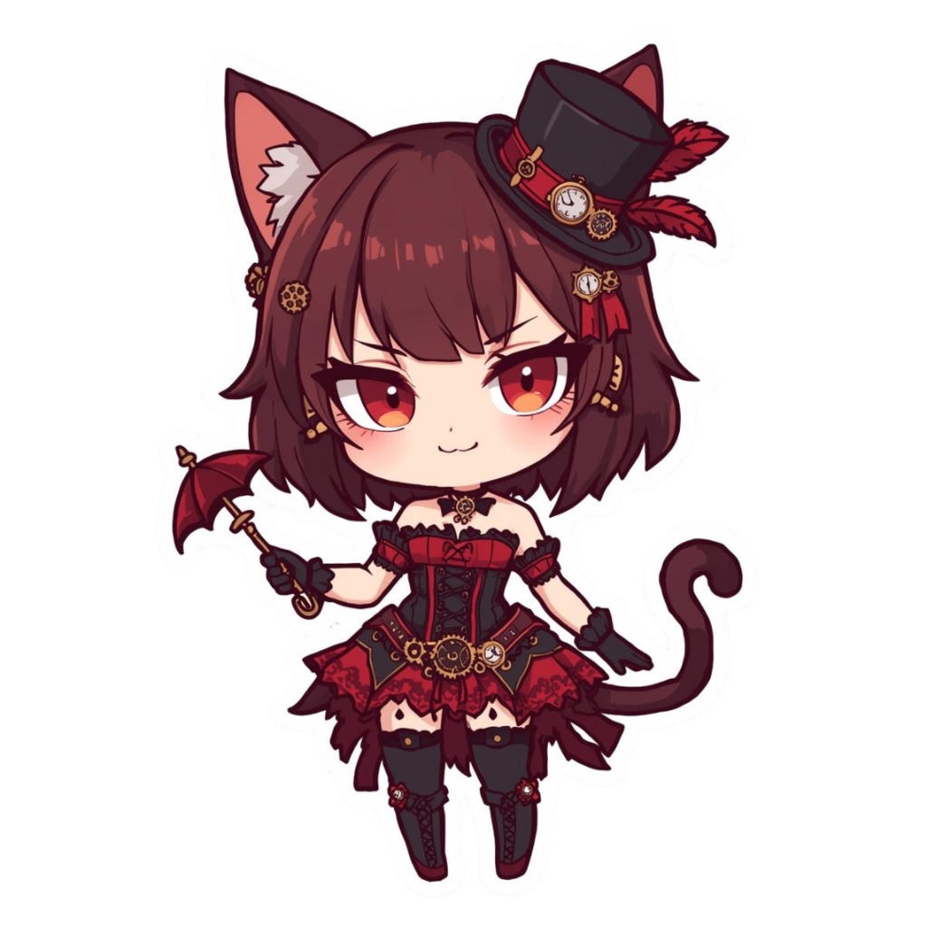 Pocket Whiskers Clockwork Chibis R5|ゴシック&クロックワーク風チビ猫クリップアート(デジタル素材)