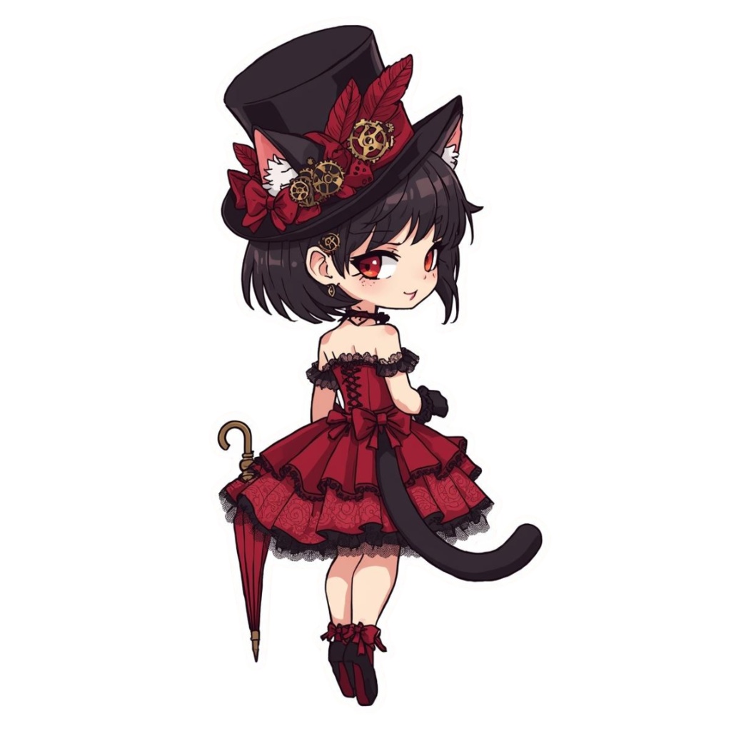 Pocket Whiskers Clockwork Chibis R5|ゴシック&クロックワーク風チビ猫クリップアート(デジタル素材)