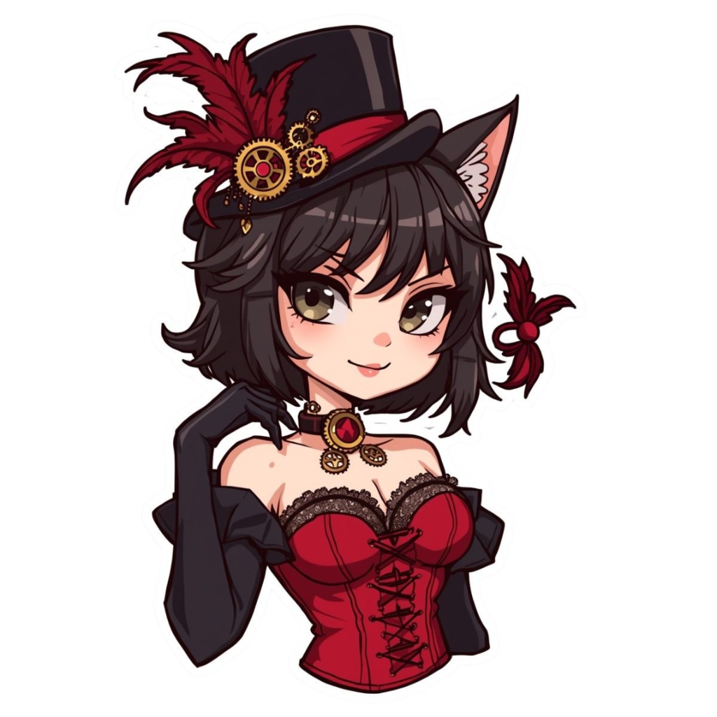 Pocket Whiskers Clockwork Chibis R5|ゴシック&クロックワーク風チビ猫クリップアート(デジタル素材)