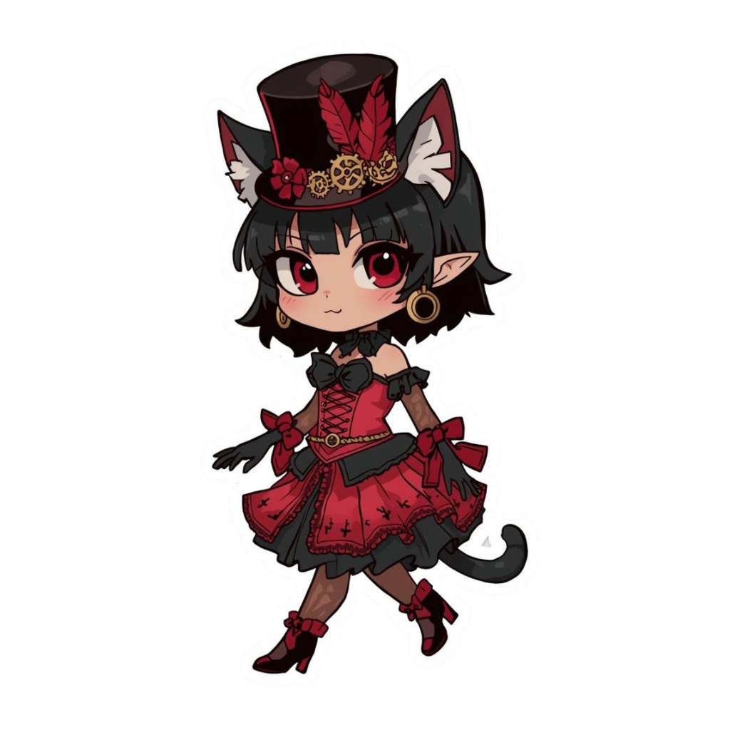 Pocket Whiskers Clockwork Chibis R5|ゴシック&クロックワーク風チビ猫クリップアート(デジタル素材)