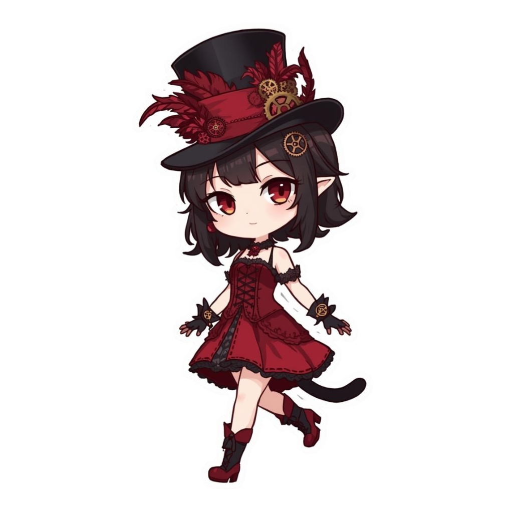 Pocket Whiskers Clockwork Chibis R5|ゴシック&クロックワーク風チビ猫クリップアート(デジタル素材)