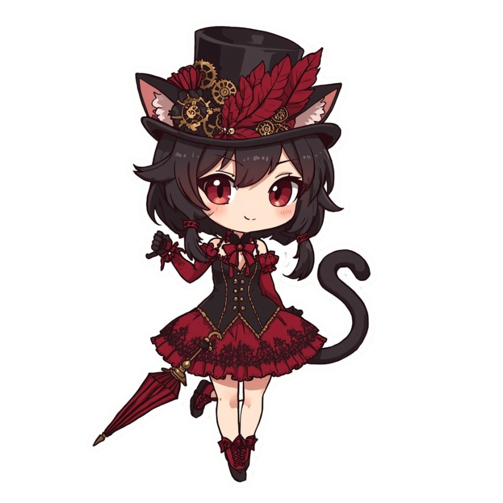 Pocket Whiskers Clockwork Chibis R5|ゴシック&クロックワーク風チビ猫クリップアート(デジタル素材)