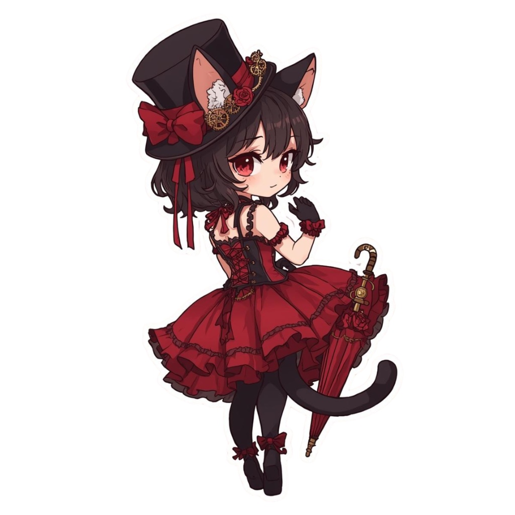 Pocket Whiskers Clockwork Chibis R5|ゴシック&クロックワーク風チビ猫クリップアート(デジタル素材)