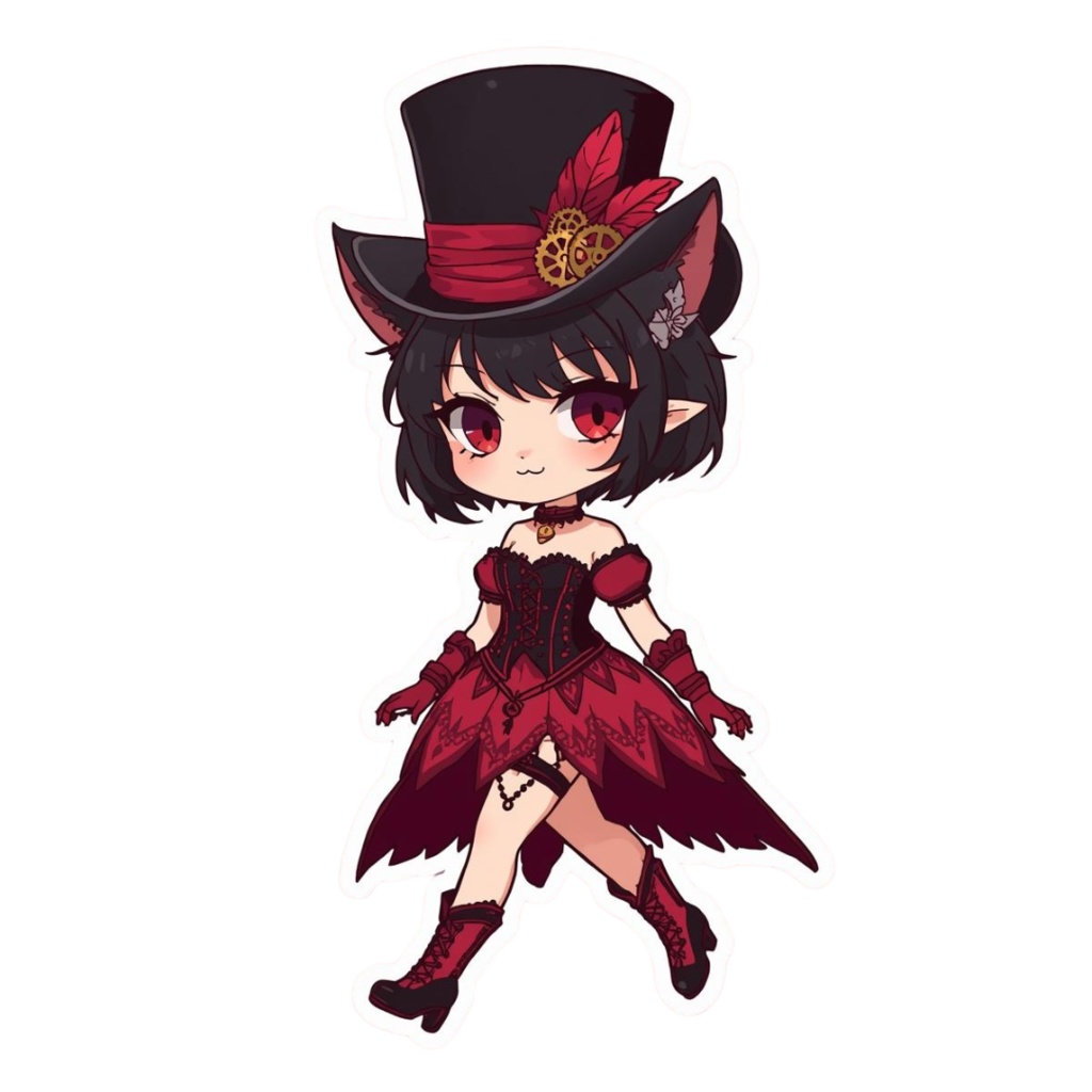 Pocket Whiskers Clockwork Chibis R5|ゴシック&クロックワーク風チビ猫クリップアート(デジタル素材)