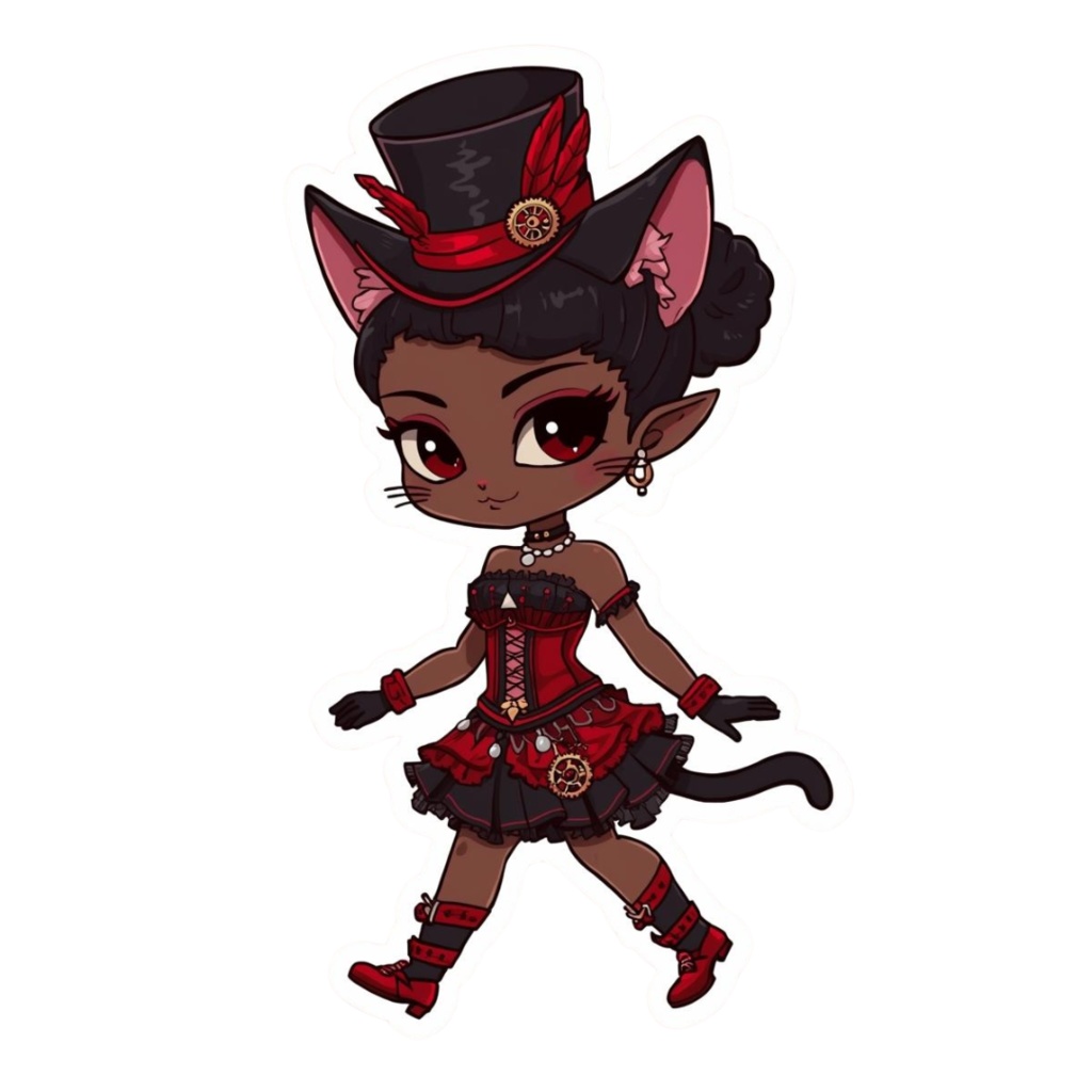 Pocket Whiskers Clockwork Chibis R5|ゴシック&クロックワーク風チビ猫クリップアート(デジタル素材)