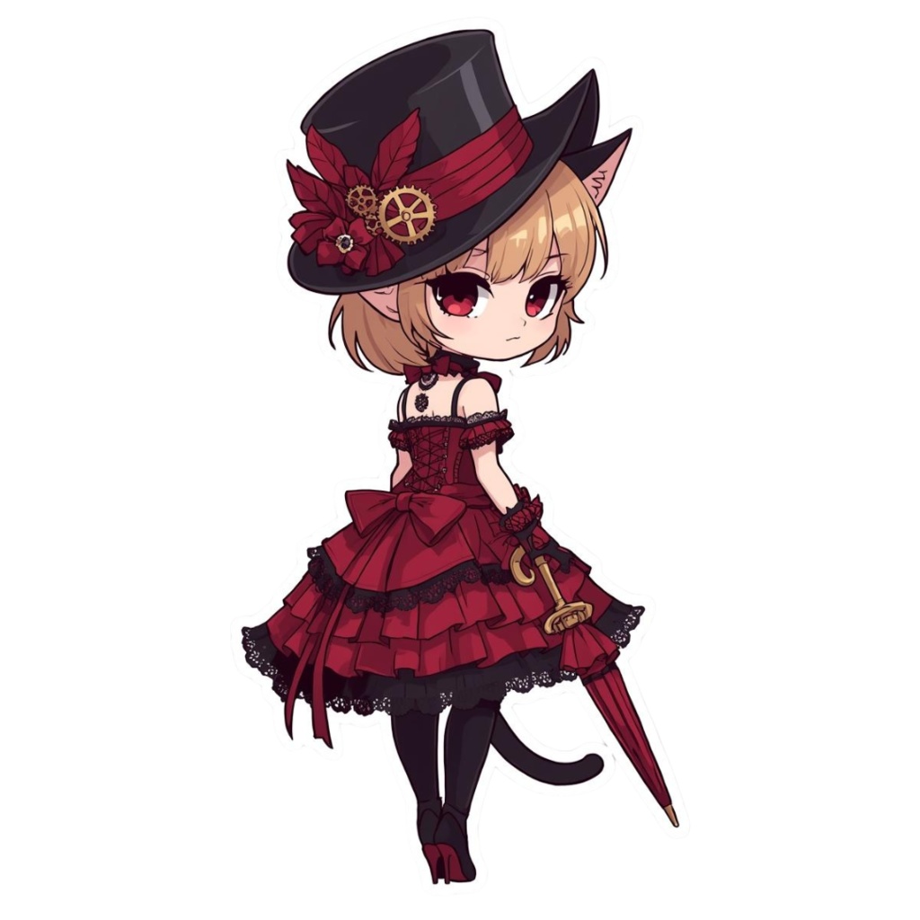 Pocket Whiskers Clockwork Chibis R5|ゴシック&クロックワーク風チビ猫クリップアート(デジタル素材)