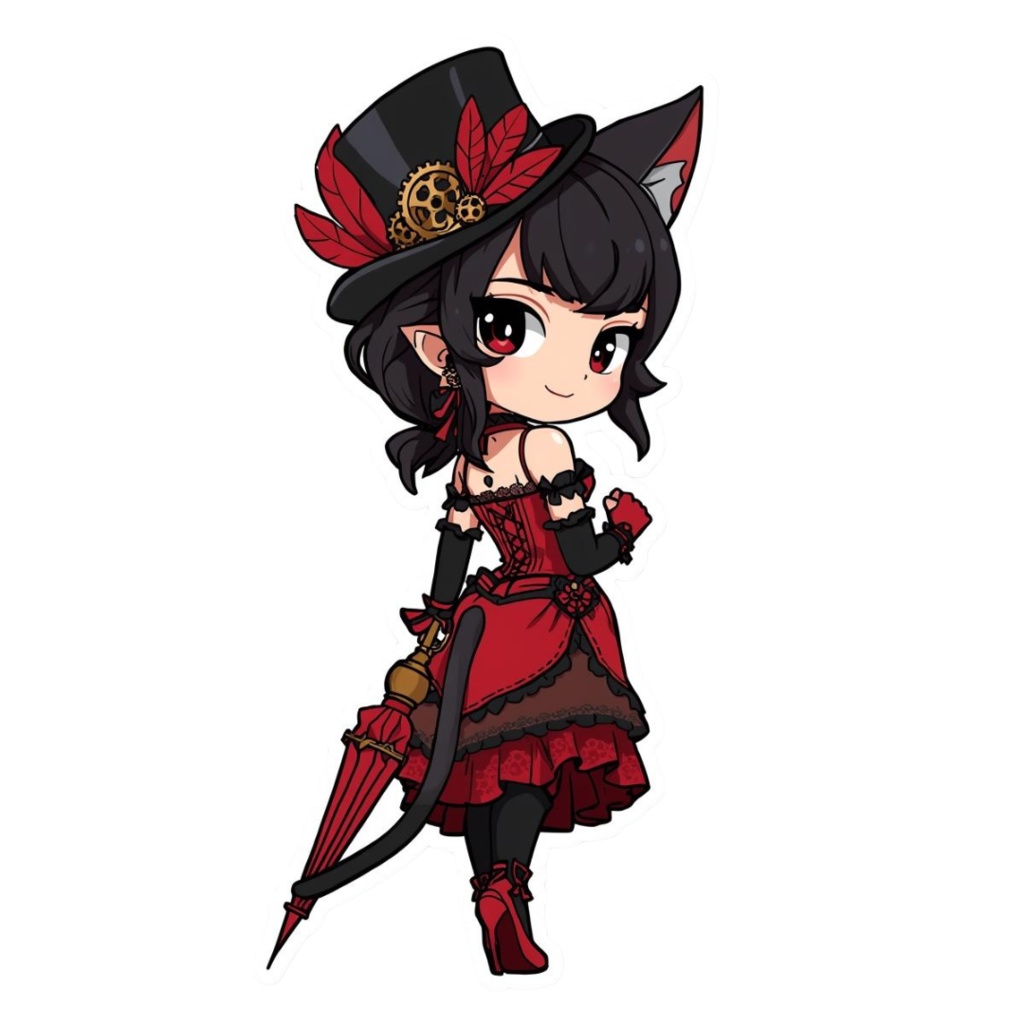 Pocket Whiskers Clockwork Chibis R5|ゴシック&クロックワーク風チビ猫クリップアート(デジタル素材)