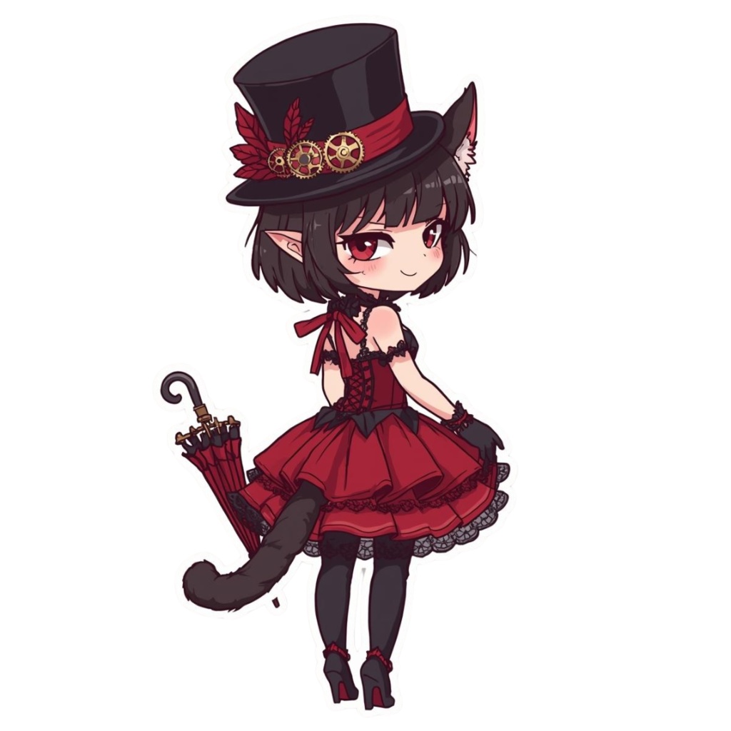 Pocket Whiskers Clockwork Chibis R5|ゴシック&クロックワーク風チビ猫クリップアート(デジタル素材)