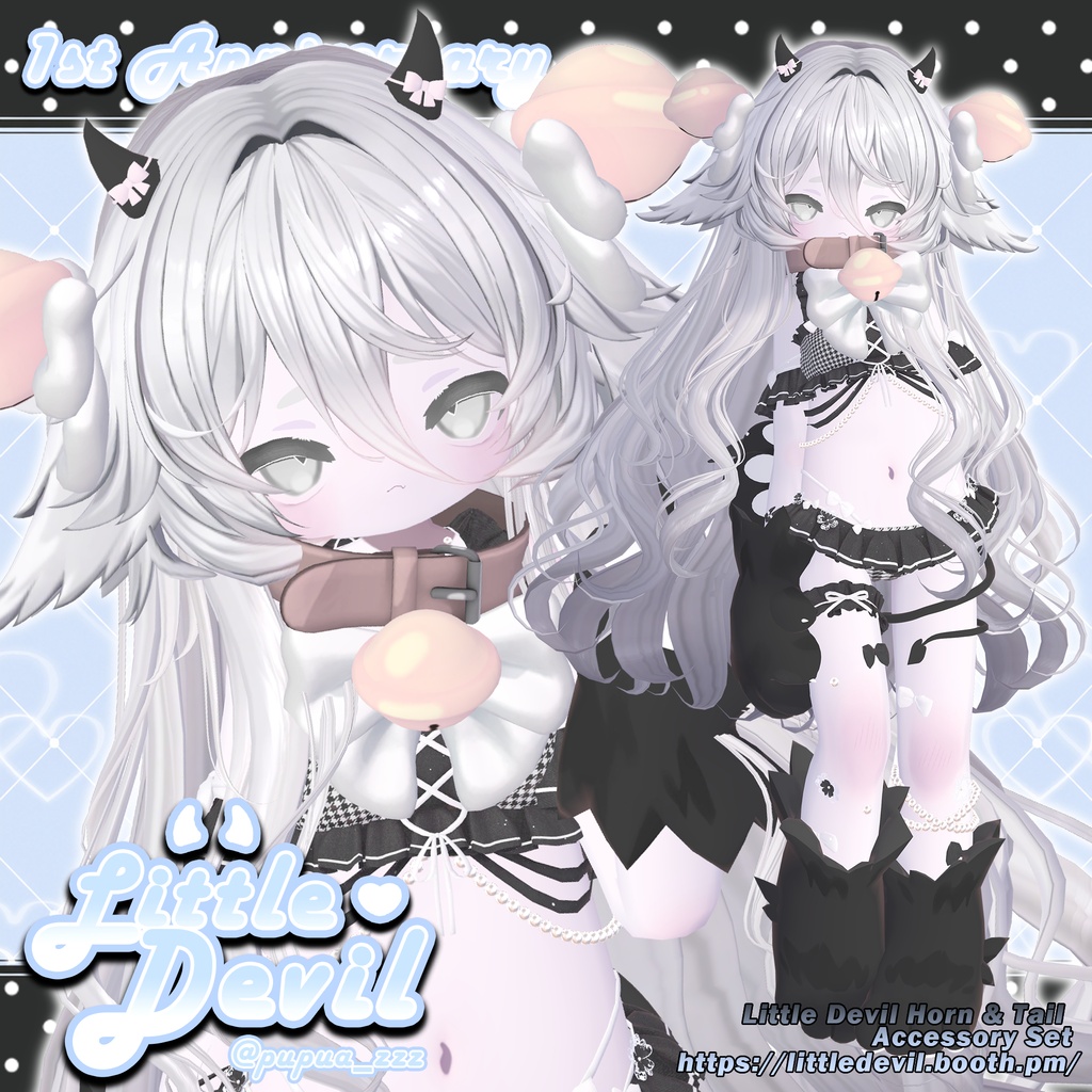 【6アバター対応】 Little Devil Horn & Tail Accessory Set