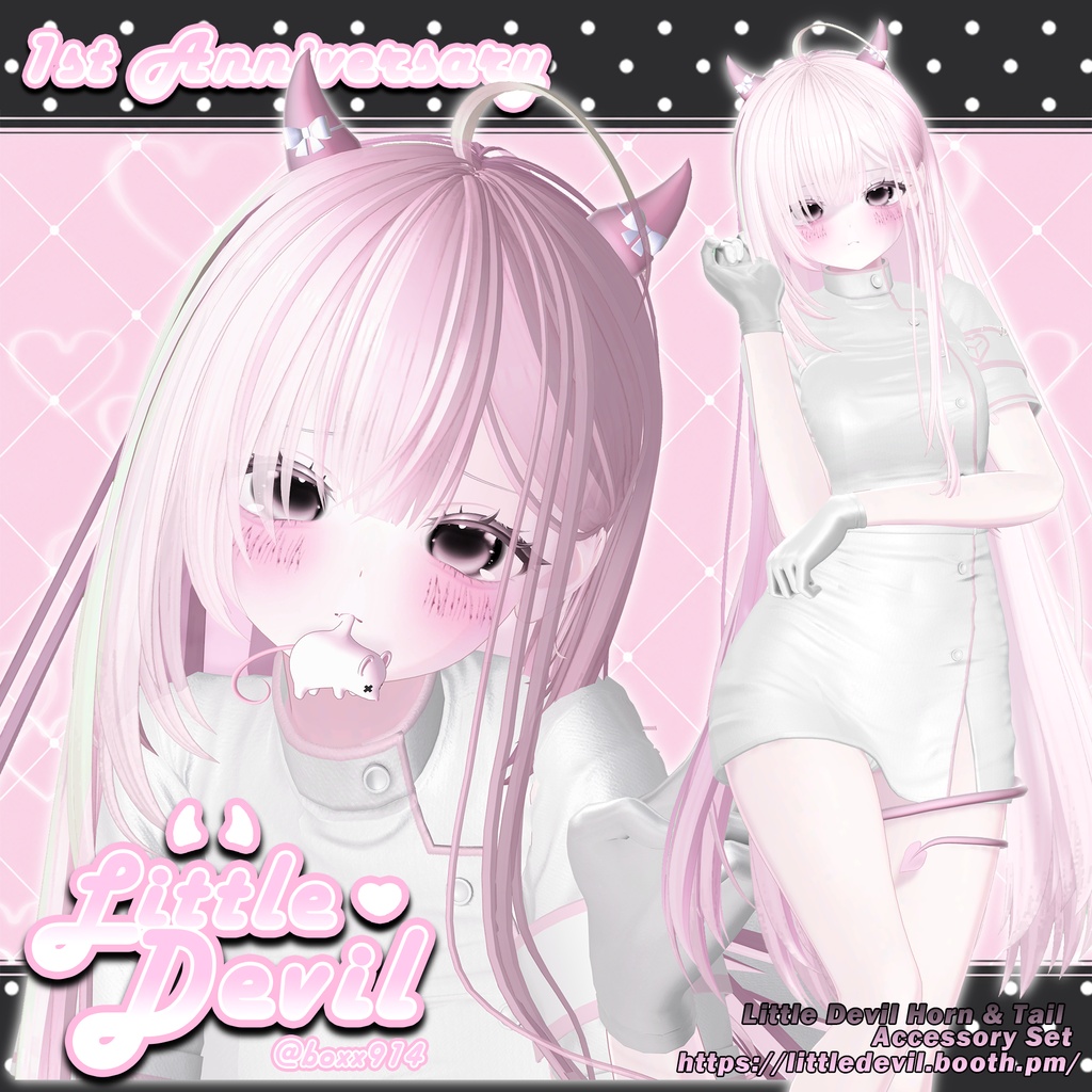 【6アバター対応】 Little Devil Horn & Tail Accessory Set